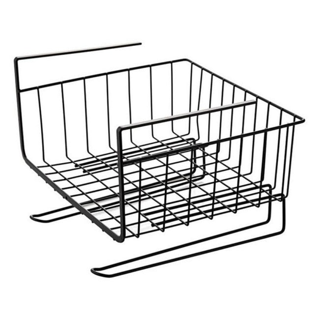 Kitchen Storage Rack Hanging Under Cupboard Iron Storage Shelf Mesh Basket Tableware Cup Towel Holder