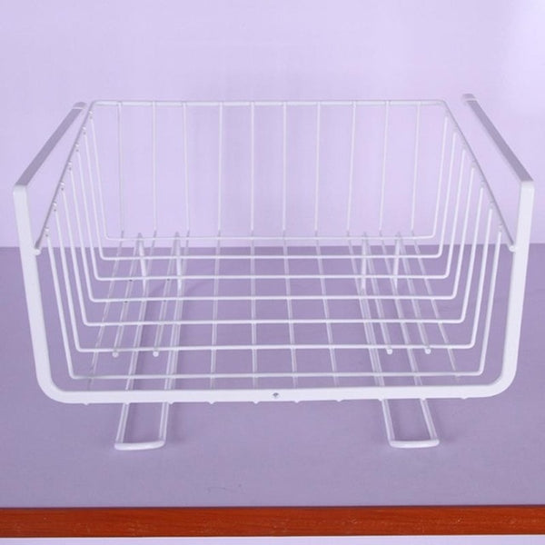 Kitchen Storage Rack Hanging Under Cupboard Iron Storage Shelf Mesh Basket Tableware Cup Towel Holder