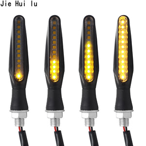 2PCS LED Motorcycle Turn Signals Light 12 SMD Tail Flasher Flowing Water