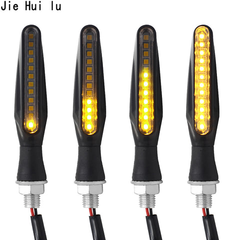 2PCS LED Motorcycle Turn Signals Light 12 SMD Tail Flasher Flowing Water