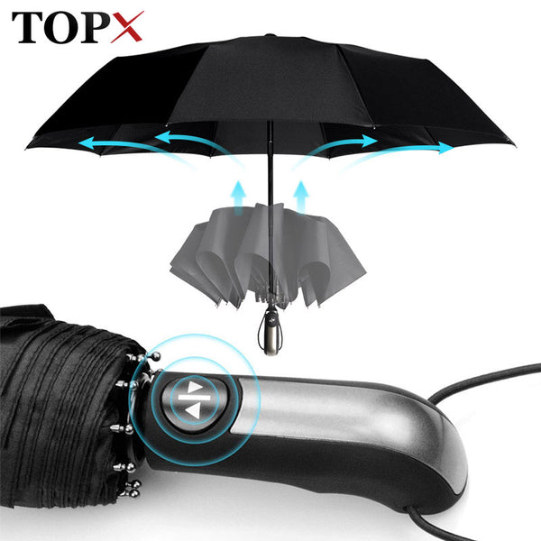 Wind Resistant Fully-Automatic Umbrella  3Folding Gift  Parasol Compact Large