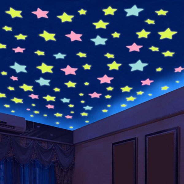 50pcs 3D Stars Glow In The Dark Wall Stickers Luminous creative