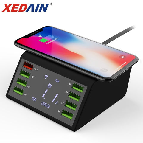 Wireless USB Charger 60W LED Display Quick Charge 3.0 Fast Charging Station For iPhone Samsung Huawei Nexus