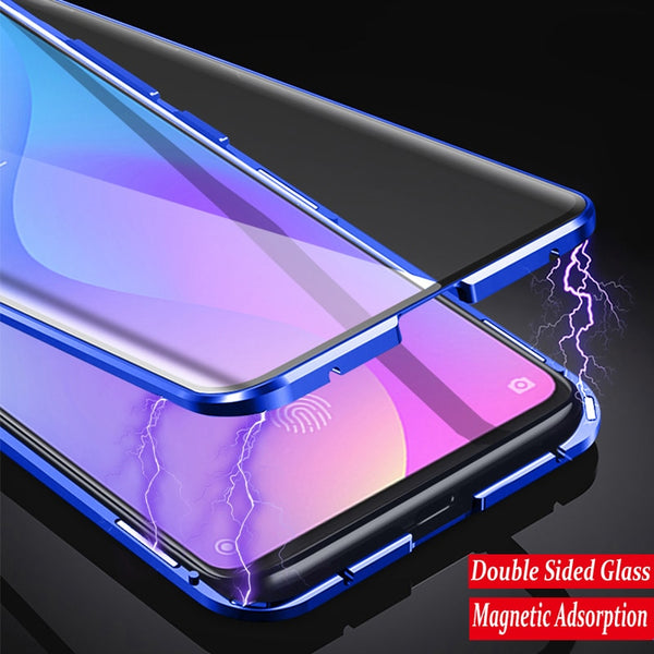 360 Full Protection Magnetic Case For Xiaomi Redmi Note 8 Pro 7 Metal Bumper Double Glass Cover For Mi Note 10 Mi 9 9T 8T funda