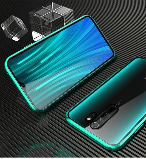 360 Full Protection Magnetic Case For Xiaomi Redmi Note 8 Pro 7 Metal Bumper Double Glass Cover For Mi Note 10 Mi 9 9T 8T funda