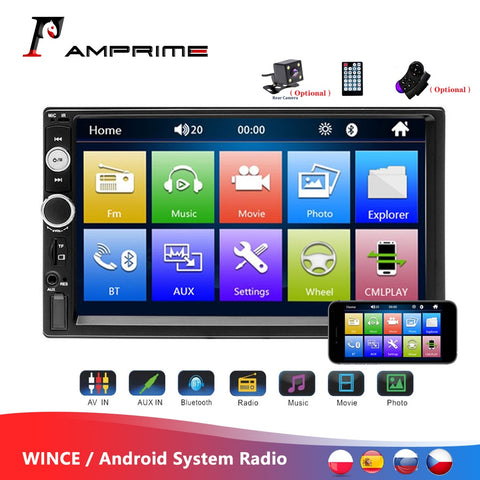 AMPrime Universal 2 din Car Multimedia Player Autoradio 2din Stereo 7" Touch Screen Video MP5 Player