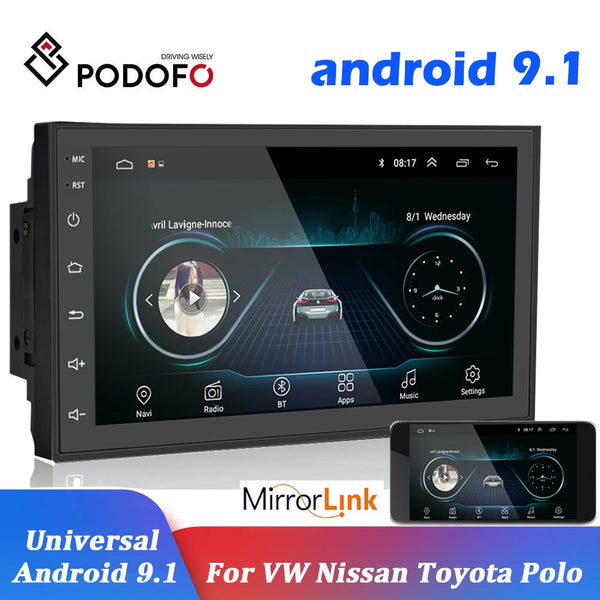 Podofo 2 din Car Radio 2.5D GPS Android Multimedia Player Universal 7" audio Navigation