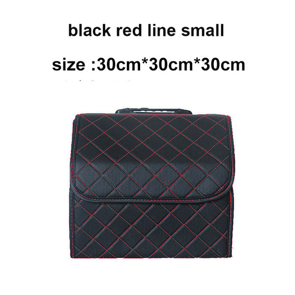 Car Storage Bag PU Leather Trunk Organizer Box Storage Bag Folding Folding Car Trunk