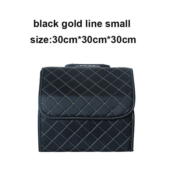 Car Storage Bag PU Leather Trunk Organizer Box Storage Bag Folding Folding Car Trunk