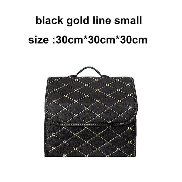 Car Storage Bag PU Leather Trunk Organizer Box Storage Bag Folding Folding Car Trunk