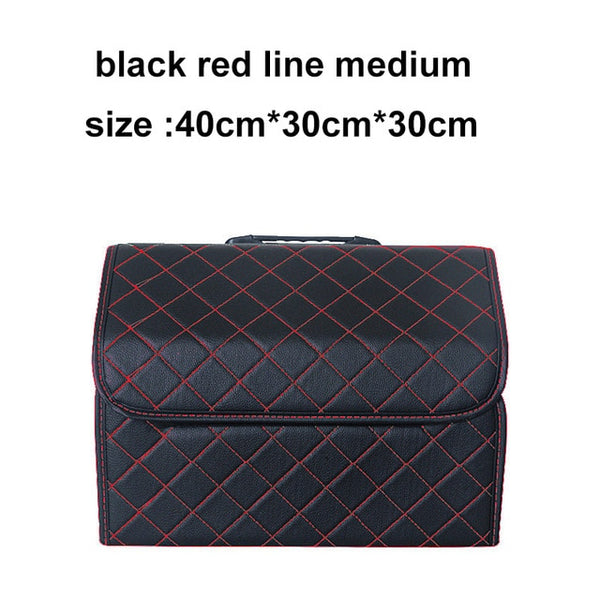 Car Storage Bag PU Leather Trunk Organizer Box Storage Bag Folding Folding Car Trunk