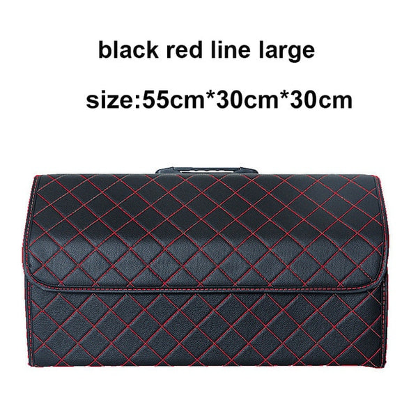 Car Storage Bag PU Leather Trunk Organizer Box Storage Bag Folding Folding Car Trunk