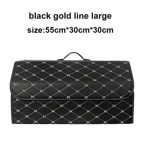 Car Storage Bag PU Leather Trunk Organizer Box Storage Bag Folding Folding Car Trunk