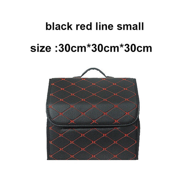 Car Storage Bag PU Leather Trunk Organizer Box Storage Bag Folding Folding Car Trunk