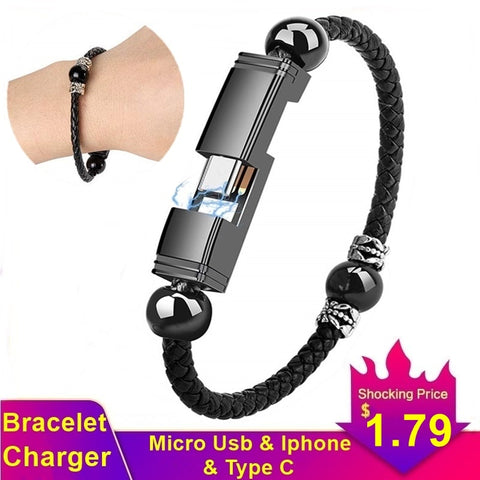 Portable Bracelet Phone Charger Type C Micro USB  Iphone