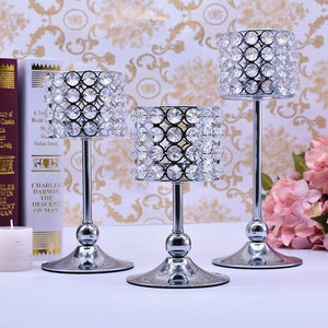 3pcs Silver Gold Plated Candlestick Crystal Candelabra Centerpiece Wedding Decoration