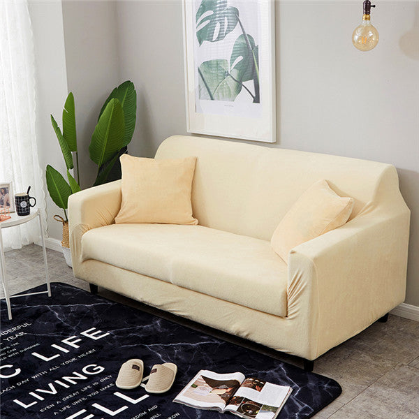 Solid Color Plush Thicken Elastic Sofa Cover Universal Sectional Slipcover 1/2/3/4 seater Stretch