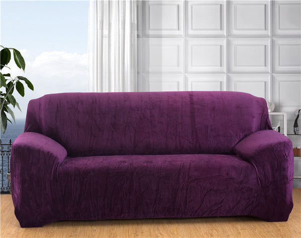 Solid Color Plush Thicken Elastic Sofa Cover Universal Sectional Slipcover 1/2/3/4 seater Stretch