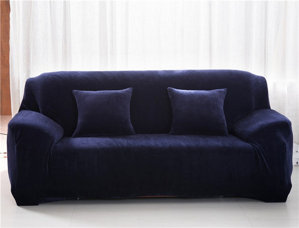 Solid Color Plush Thicken Elastic Sofa Cover Universal Sectional Slipcover 1/2/3/4 seater Stretch