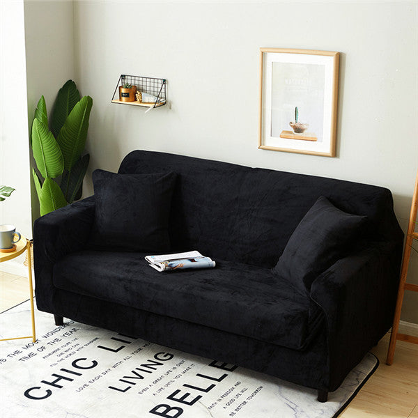 Solid Color Plush Thicken Elastic Sofa Cover Universal Sectional Slipcover 1/2/3/4 seater Stretch
