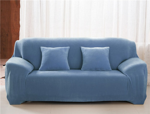 Solid Color Plush Thicken Elastic Sofa Cover Universal Sectional Slipcover 1/2/3/4 seater Stretch