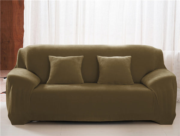 Solid Color Plush Thicken Elastic Sofa Cover Universal Sectional Slipcover 1/2/3/4 seater Stretch
