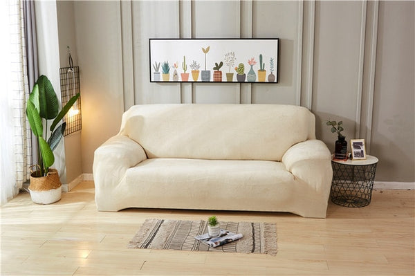 Solid Color Plush Thicken Elastic Sofa Cover Universal Sectional Slipcover 1/2/3/4 seater Stretch