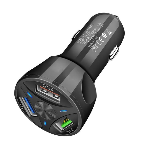 3A Car Charger Quick Charge 3.0 4.0 Universal 3 Port  Fast Charging Adapter For iPhone Samsung Xiaomi