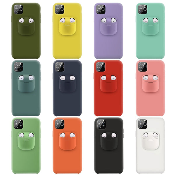 2 In1 Silicone Phone Case For iPhone 11 Pro Max Xs Max Xr X 10 With For AirPods Holder Case Phone For Air Pods Cover Drop ship