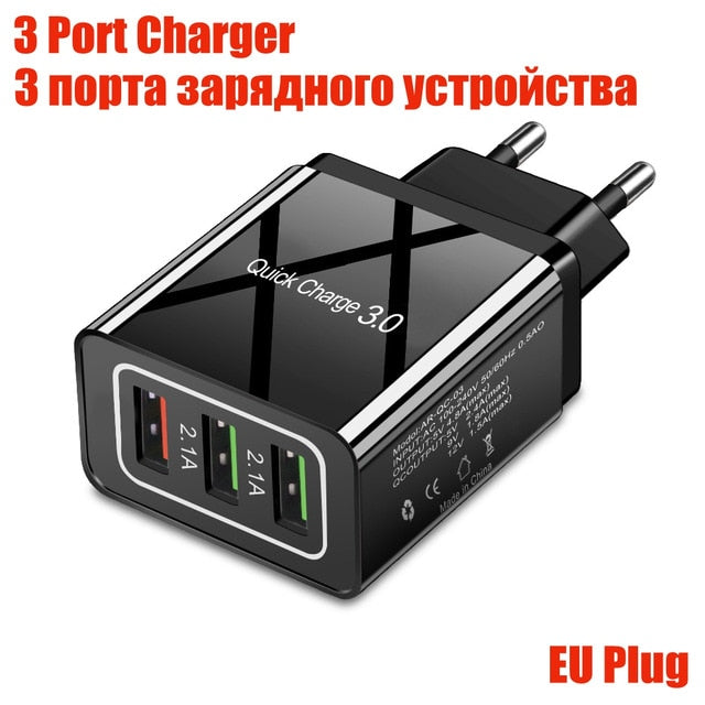 5V 3.1A Display USB Charger  3 Ports Fast Chargingr For iPhone Samsung Xiaomi USB Adapter