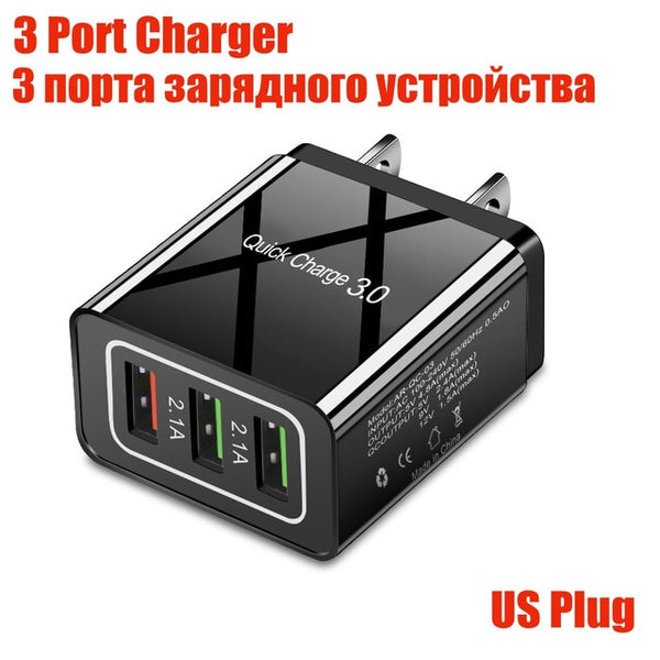 5V 3.1A Display USB Charger  3 Ports Fast Chargingr For iPhone Samsung Xiaomi USB Adapter