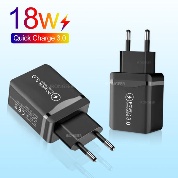 18W Quick Charger Universal For Xiaomi iPhone Samsung Huawei EU Plug