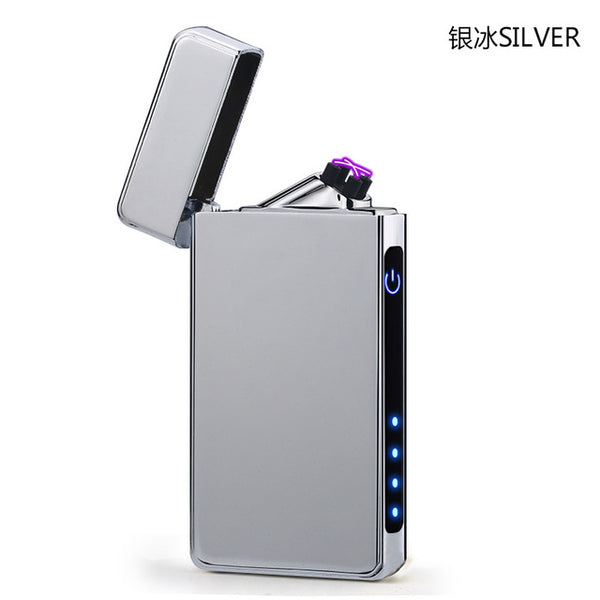 New Double Plasma Arc Lighter Windproof Electronic USB Recharge  Cigarette Smoking Electric Lighter