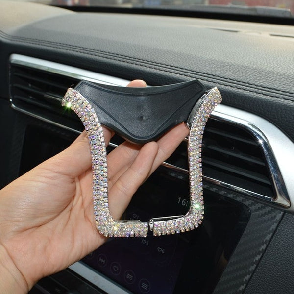 Universal Car Phone Holder with Bing Crystal Rhinestone Car Air Vent Mount Clip Cell Phone Holder for iPhone Samsung Car Holder