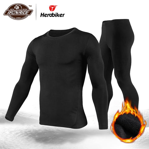 Herobiker Men's Fleece Lined Thermal Underwear Set Motorcycle Skiing Base Layer Winter Warm Long