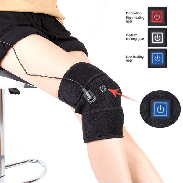 USB Heated Warm Knee Pad Thermal Therapy Arthritis Pain Relief Support Brace Protector Rechargeable